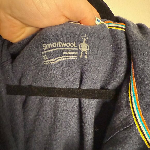 Smartwool Men's XL Blue Merino Sport Fleece Half Zip Hooded Pullover Casual Fall - Picture 4 of 5